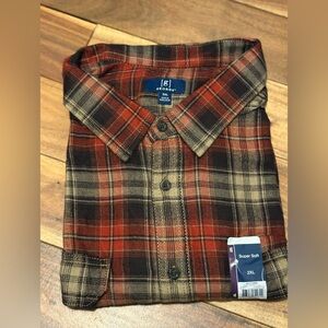 🆕 GEORGE 2X ✨ button down Men's Red and Brown Plaid Shirt flannel NWT